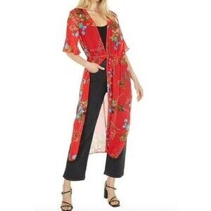 NWT Calvin Klein Short Sleeve Tunic Sz S with Button Closure Dark Watermelon Red